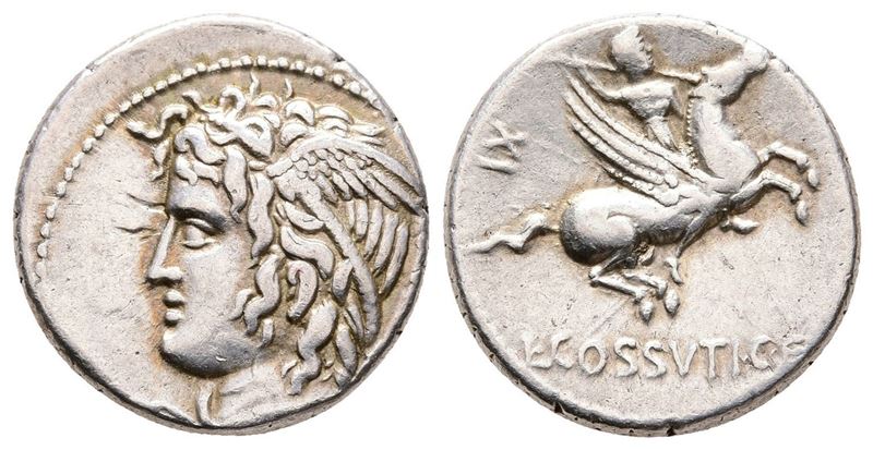 L. Cossutius C.f. Sabula, Rome, 72 Bc. Ar Denarius (18 MM, 3.75 G).