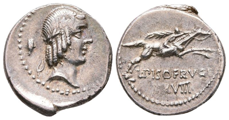 L. Calpurnius Piso Frugi, Rome, 90 Bc. Ar Denarius (19 MM, 3.79 G).