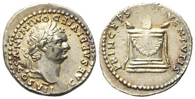Domitian Caesar, Denarius Struck Under Titus, Rome, Ad 80; Ar (g 3,16; MM 18,4)