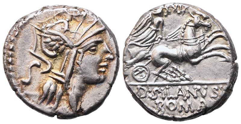 D. Iunius Silanus, Denarius, 91 BC; AR (3,98 g; 16,5 mm; 3 h)