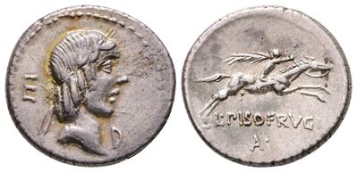 L. Calpurnius Piso Frugi, Rome, 90 Bc. Ar Denarius (20 MM, 4.01 G).