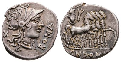 Cn. Domitius Ahenobarbus, Rome, 116-115 Bc. Ar Denarius (20 MM, 3.93 G).