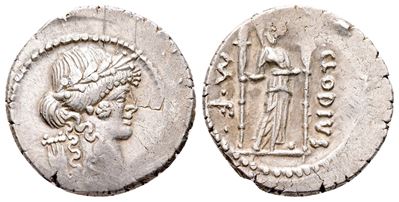Roman Imperatorial, P. Clodius M.f. Turrinus, Rome, 42 Bc. Ar Denarius (20 MM, 3.88 G).