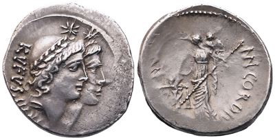 Mn. Cordius Rufus, Denarius, 46 Bc; Ar (3,37 G; 20 MM; 3 H)