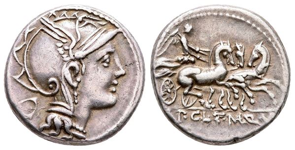 Appius Claudius Pulcher, T. Manlius Mancius and Q. Urbinius, Rome, 111-110 BC. AR Denarius (18 mm, 3.96 g).