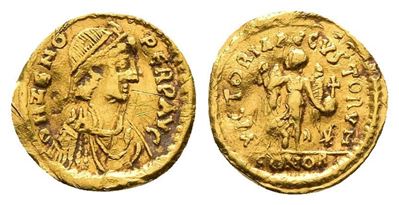 Zeno (second Reign, 476-491). Av Tremissis (14mm, 1.39g).