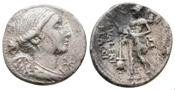 L. Valerius Flaccus, Rome, 108-107 BC. AR Denarius (20mm, 3.89g).