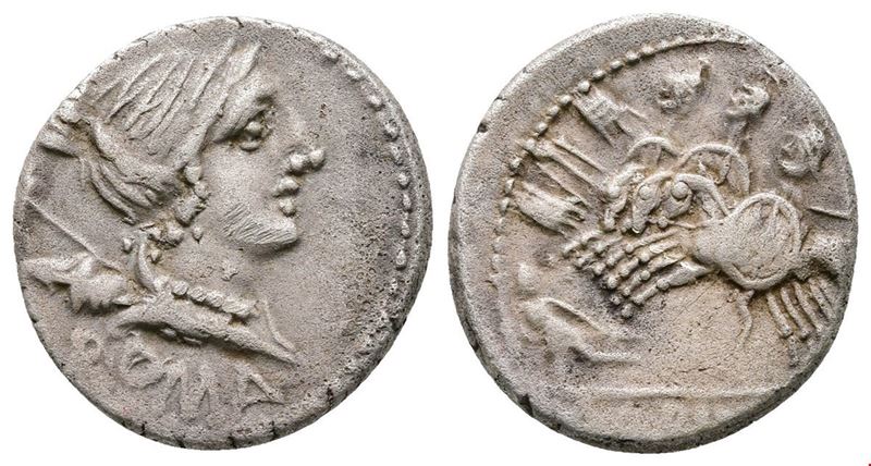 A. Albinus Sp.f., Rome, 96 Bc. Ar Denarius (18mm, 3.82g).