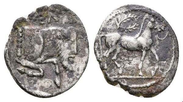 Sicily, Gela, c. 465-450 BC. AR Litra (11mm, 0.68g).Near VF  - Auction Greek, Roman and Byzantine Coins	 - Bertolami Fine Art - Prague