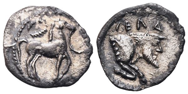 Sicily, Gela, Litra, 465-450 BC; AR (0,55 g; 11,7 mm; 6 h)