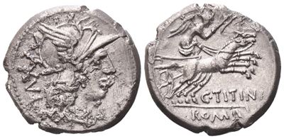 C. Titinius, Denarius, 141 Bc; Ar (3,78 G; 19 MM; 5 H)