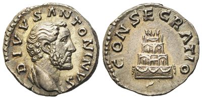 Divus Antoninus Pius, Denarius Struck Under Marcus Aurelius, Rome, After Ad 161; Ar (g 3,41; MM 1...