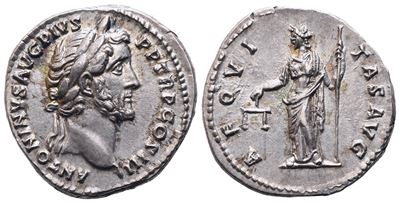 Antoninus Pius, Denario (Roma), 140-143 d.C.