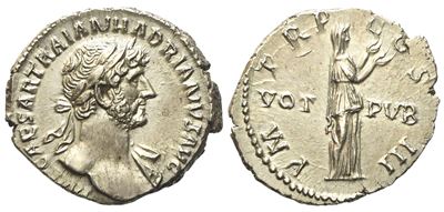 Hadrian (117-138), Denarius, Rome, Ad 118; Ar (g 3,15; MM 19,5)