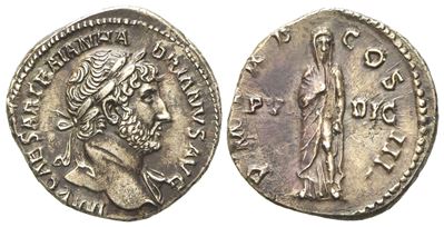 Hadrian (117-138), Denarius, Rome, Ad 125; Ar (g 2,91; MM 18,25)