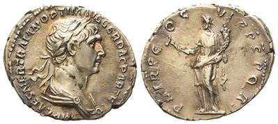 Trajan (98-117), Denarius, Rome, Ad 116; Ar (g 3,18; MM 19,5)