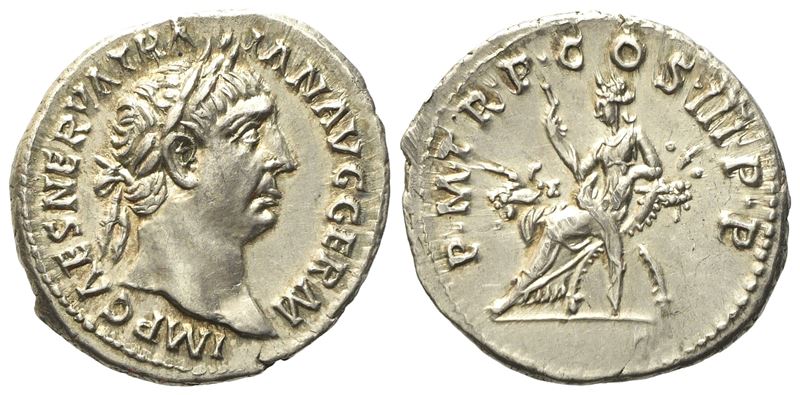 Trajan (98-117), Denarius, Rome, Ad 100; Ar (g 3,42; MM 20,15)