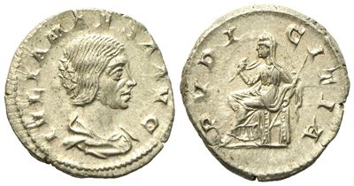 Julia Maesa, Denarius Struck Under Elagabalus, Rome, Ad 220-222; Ar (g 2,94 G; 19,25 MM)
