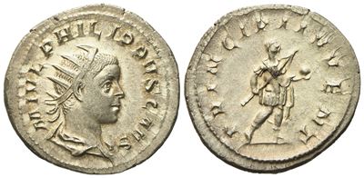 Philip II Caesar, Antoninianus Struck Under Philip I, Rome, Ad 244-246; Ar (g 3,71; MM 23,2)