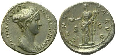 Sabina, Sestertius Struck Under Hadrian, Rome, C. Ad 127-138; Æ (g 24,20, MM 32)