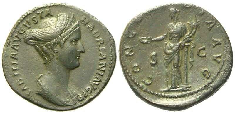 Sabina, Sestertius Struck Under Hadrian, Rome, C. Ad 127-138; Æ (g 24,20, MM 32)