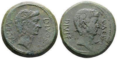 Octavian And Divus Julius Caesar, South Italy, 38 Bc. Æ Sestertius (or Dupondius?) (31mm, 18.64g)...