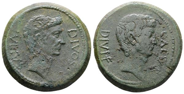 Octavian and Divus Julius Caesar, South Italy, 38 BC. Æ Sestertius (or Dupondius?) (31mm, 18.64g).  - Auction Greek, Roman and Byzantine Coins	 - Bertolami Fine Art - Prague