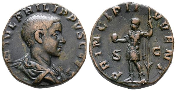 Philip II (Caesar, 244-247). Æ Sestertius (28mm, 16.71g).