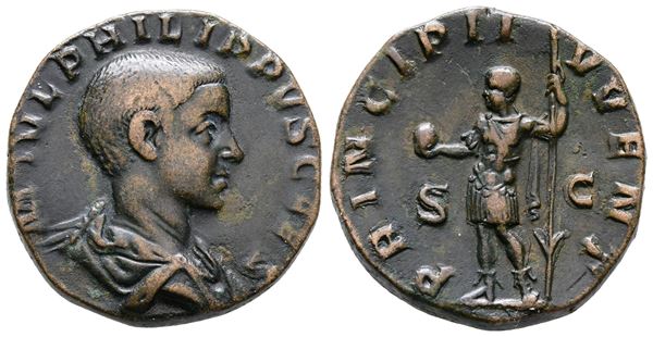 Philip II (Caesar, 244-247). Æ Sestertius (28mm, 16.71g).