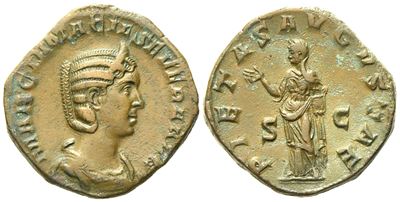 Otacilia Severa, Sestertius Struck Under Philip I, Rome, Ad 244-249; Æ (g 20,56; MM 28)