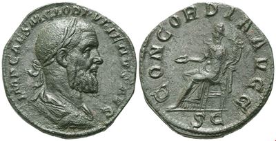 Pupienus, Sestertius, Roma, c. aprile–giugno 238 d.C., bronzo Æ