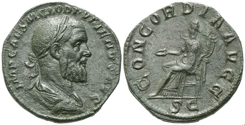 Pupienus, Sestertius, Roma, c. aprile–giugno 238 d.C., bronzo Æ