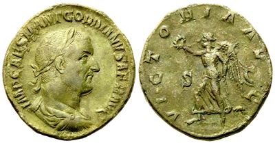 Gordian i (238), Sestertius, Rome, March-april Ad 238; Æ (g 17,04; MM 30)
