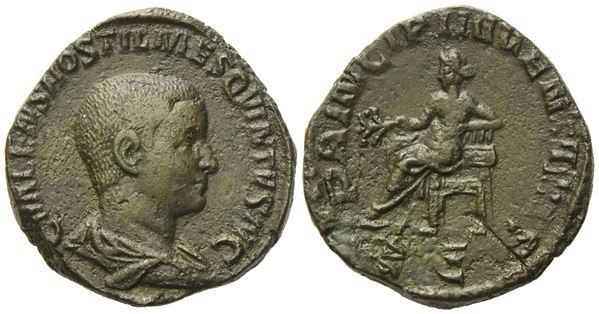 Hostilian Caesar, Sestertius struck under Trajan Decius, Rome, AD 251; Æ (g 19,52; mm 29)  - Auction Imperium. Roman Coin Portraits - Bertolami Fine Art - Prague