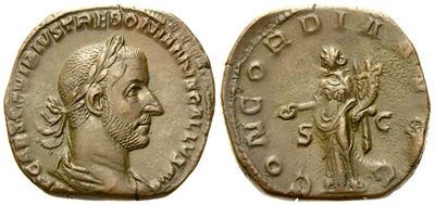 Trebonianus Gallus (251-253), Sestertius, Rome, Ad 251-253; Æ (g 19,37; MM 28)