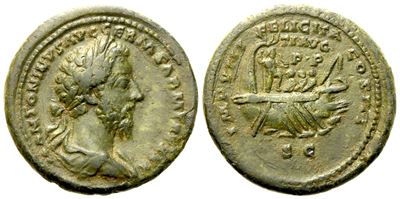 Marcus Aurelius (161-180), As, Rome, Ad 176-177; Æ (g 12,60; MM 27)