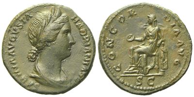 Sabina, As Struck Under Hadrian, Rome, C. Ad 132. Æ (g 10,17; MM 26,6)