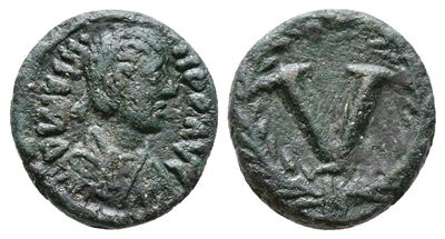 Justinian i (527-565). Æ 5 Nummi (12mm, 1.67g).