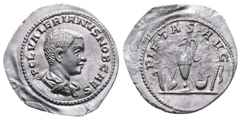 Valerian II (caesar, 256-258). Ar “quinarius” By Becker (17mm, 1.43g).