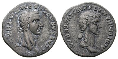 Gaius (caligula) With Agrippina Senior (37-41). Replica Of Ar Denarius (18mm, 2.67g).