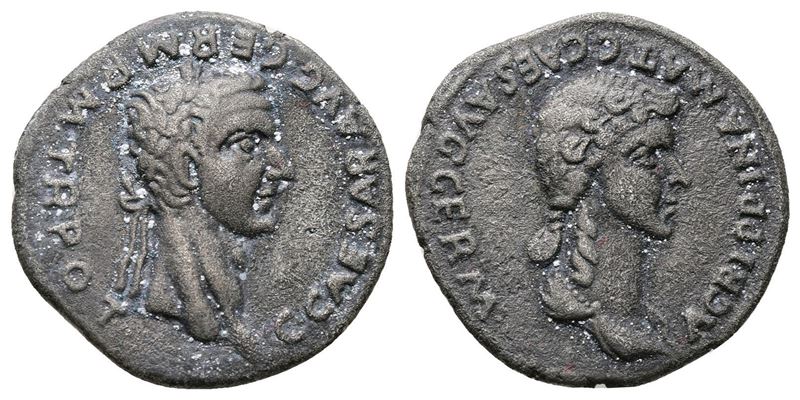 Gaius (caligula) With Agrippina Senior (37-41). Replica Of Ar Denarius (18mm, 2.67g).