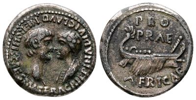 Nero With Agrippina Junior (54-68). Replica Of Ar Denarius (20mm, 4.15g).