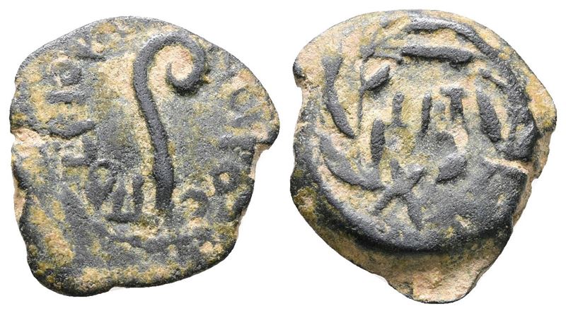 Pontius Pilate (procurator, 26-36 Ce). Judaea. Æ Prutah (16mm, 2.51g).