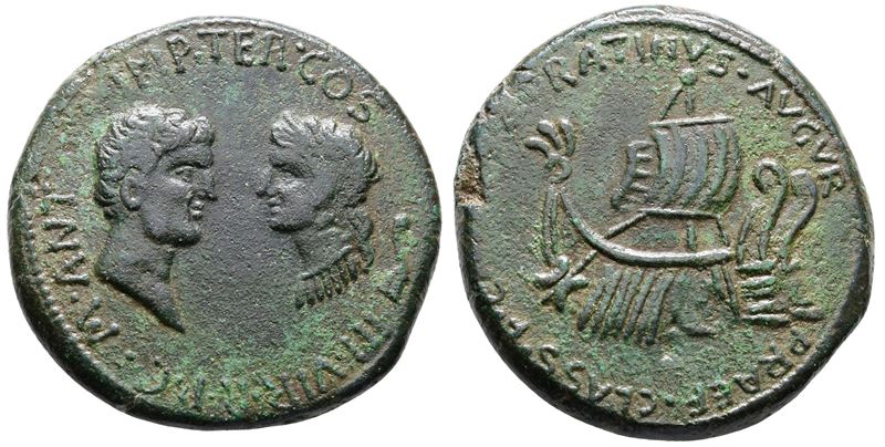 Mark Antony, 38-37 Bc. Achaea, Uncertain. Replica Of Æ “dupondius” (34mm, 26.14g).