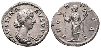 Faustina Junior (augusta, 147-175). Ar Denarius (18mm, 3.49g).