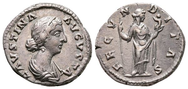 Faustina Junior (Augusta, 147-175). AR Denarius (18mm, 3.49g).  - Auction Greek, Roman and Byzantine Coins	 - Bertolami Fine Art - Prague