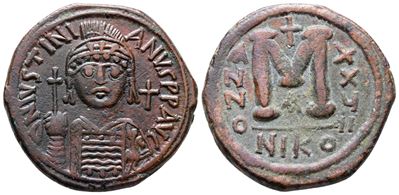 Justinian i (527-565). Æ 40 Nummi (34mm, 18.29g).
