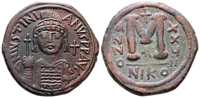 Justinian i (527-565). Æ 40 Nummi (34mm, 18.29g).