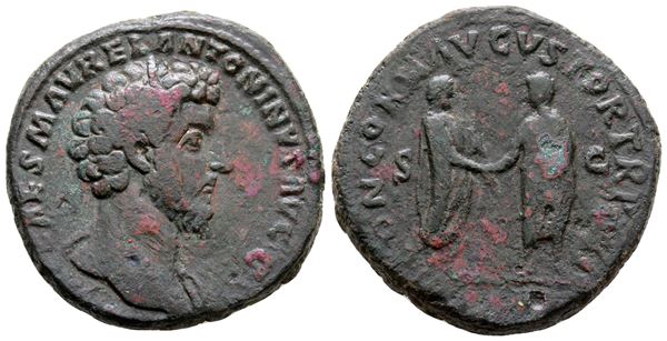 Marcus Aurelius (161-180). Æ Sestertius (32 mm, 23.01 g).