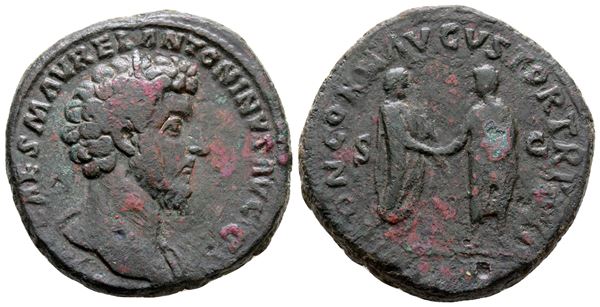 Marcus Aurelius (161-180). Æ Sestertius (32 mm, 23.01 g).